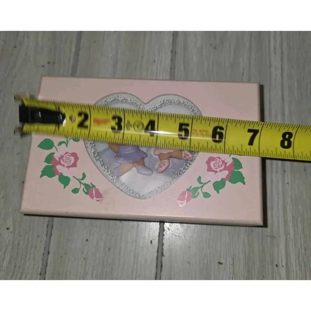 Vintage Wooden Jewelry Box Pink Ballerina Bears Painted Flowers Mirror Childs